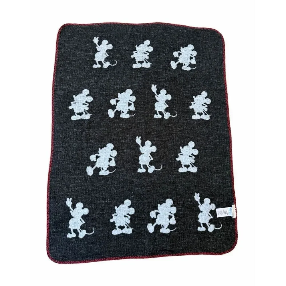 Pottery Barn Disney Mickey Mouse Baby Blanket‎ Reversible Gray Black 30 x 40
